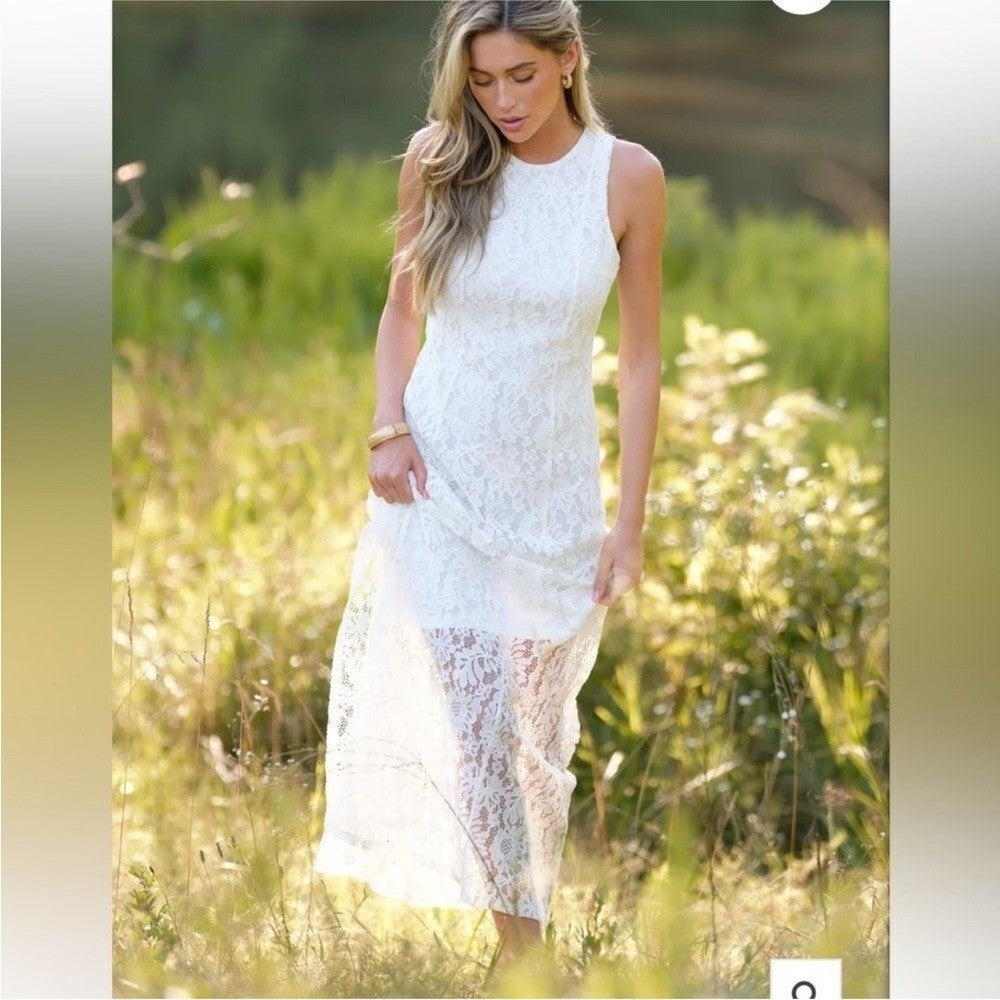 Aura Irresistible White Lace Maxi Dress Sleeveless S NWT by Red Dress Boutique