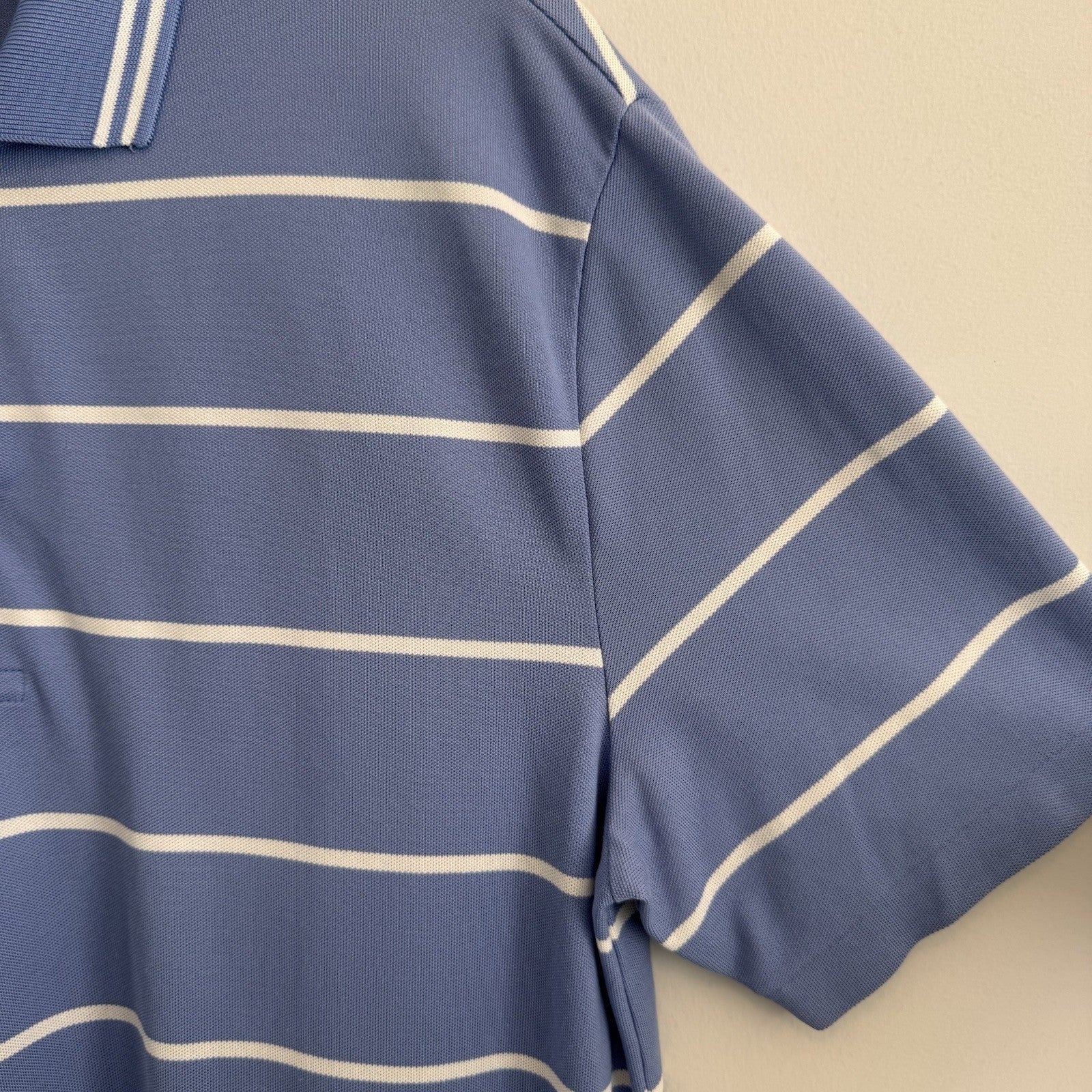 Polo Golf Ralph Lauren Mens Medium Performance Pima Cotton Striped Polo Blue