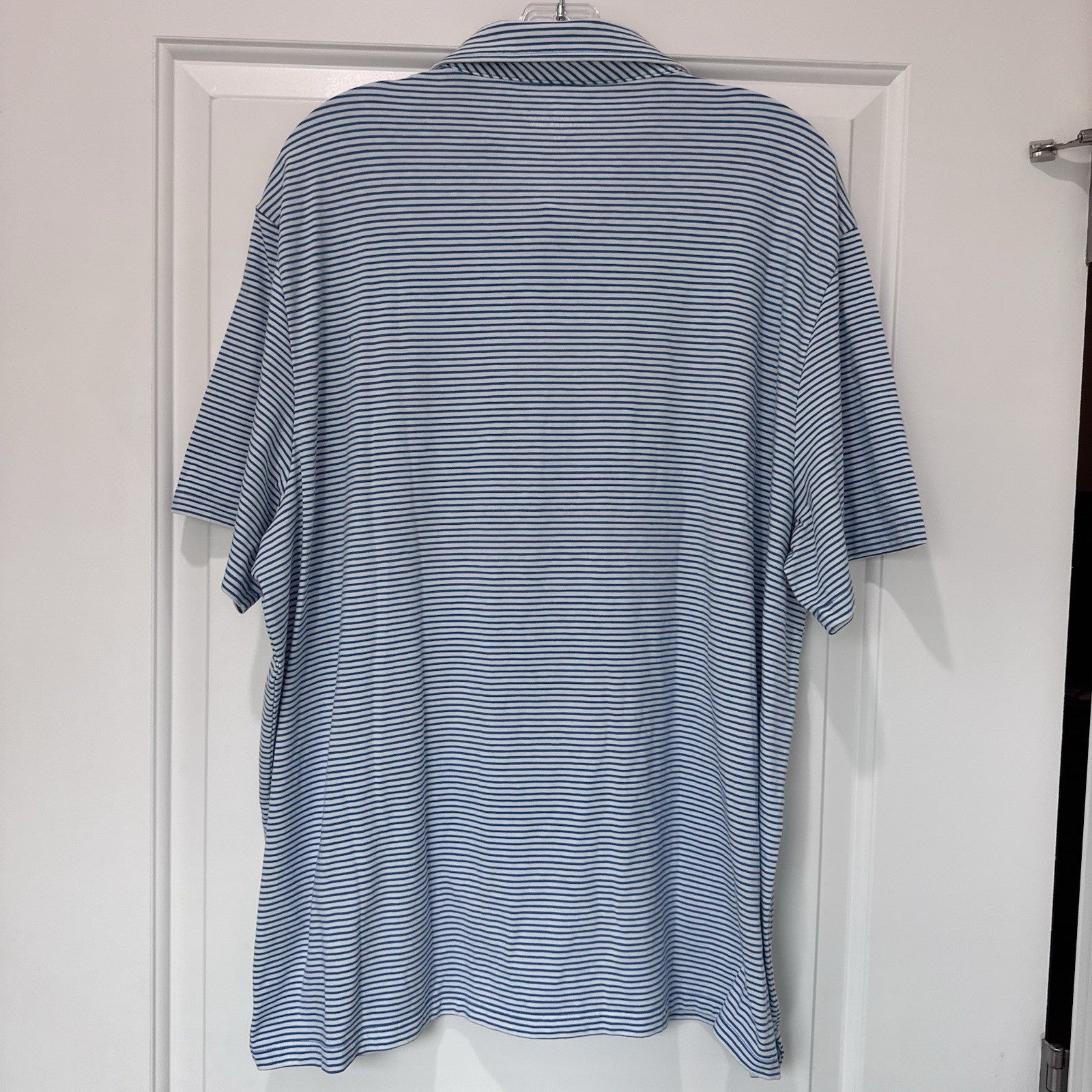 Vineyard Vines Edgartown Polo 2XL Blue White Striped Pima Cotton Stretch Shirt