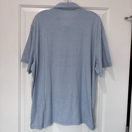 Vineyard Vines Edgartown Polo 2XL Blue White Striped Pima Cotton Stretch Shirt