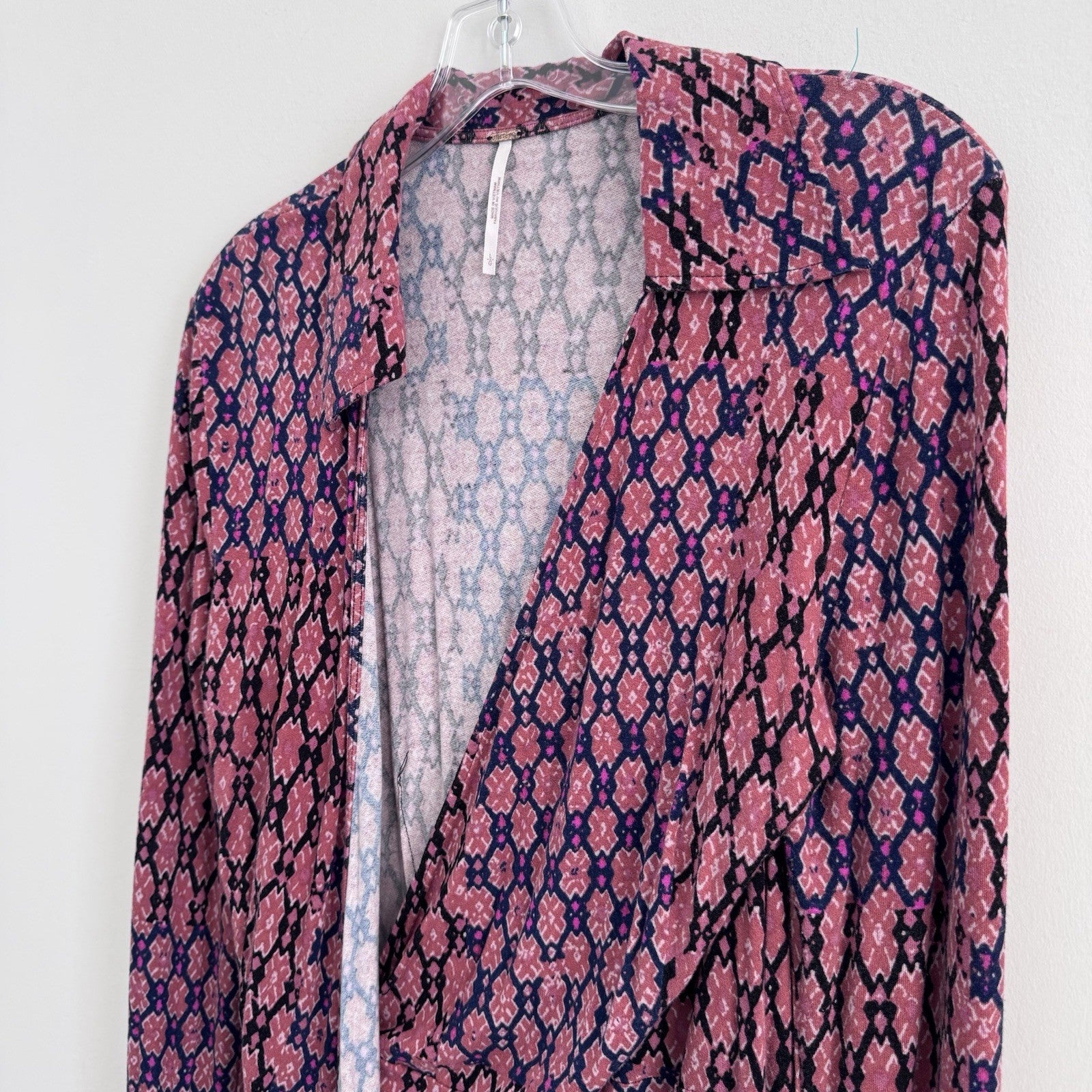 Free People Women’s Wrap Mini Dress L Pink Boho Y2K Snap Detail