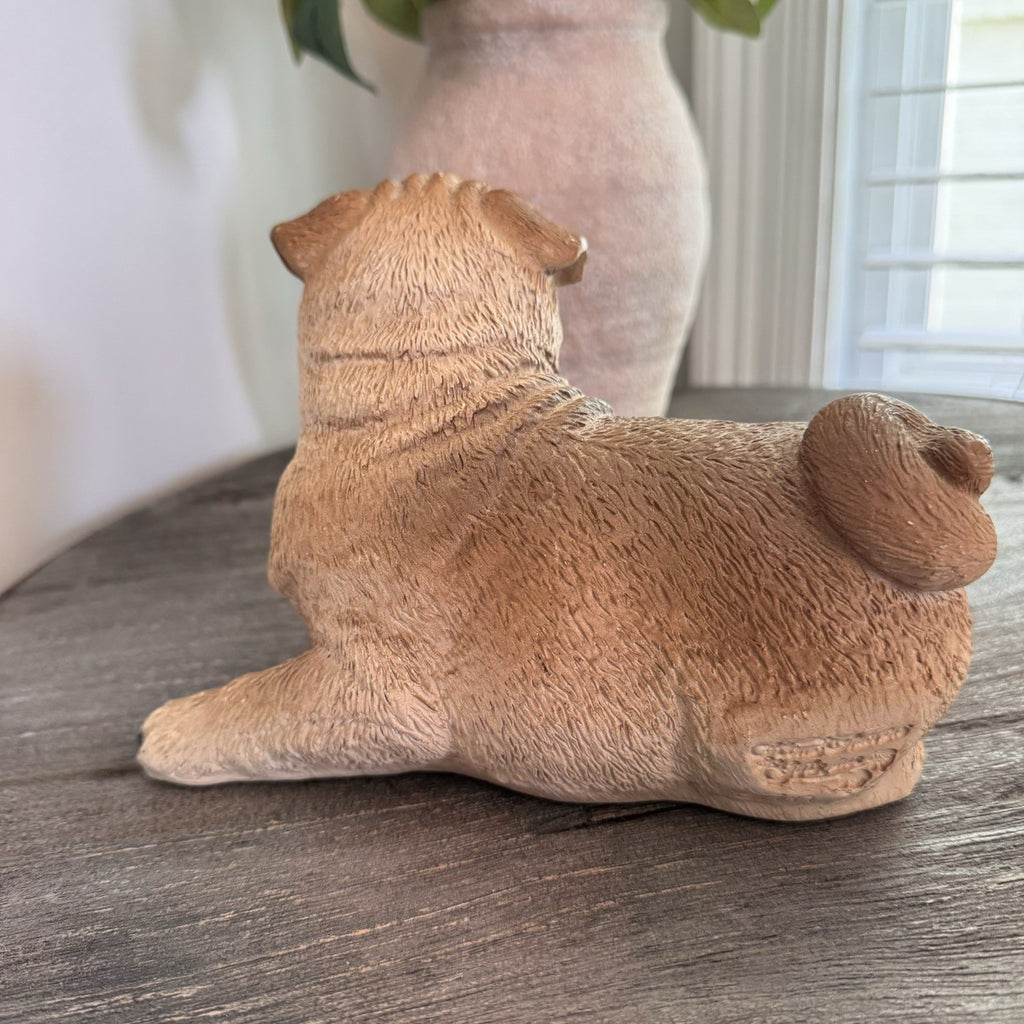Vintage 1997 Home Interiors & Gifts Pug Dog Figurine Statue Made in USA 8"