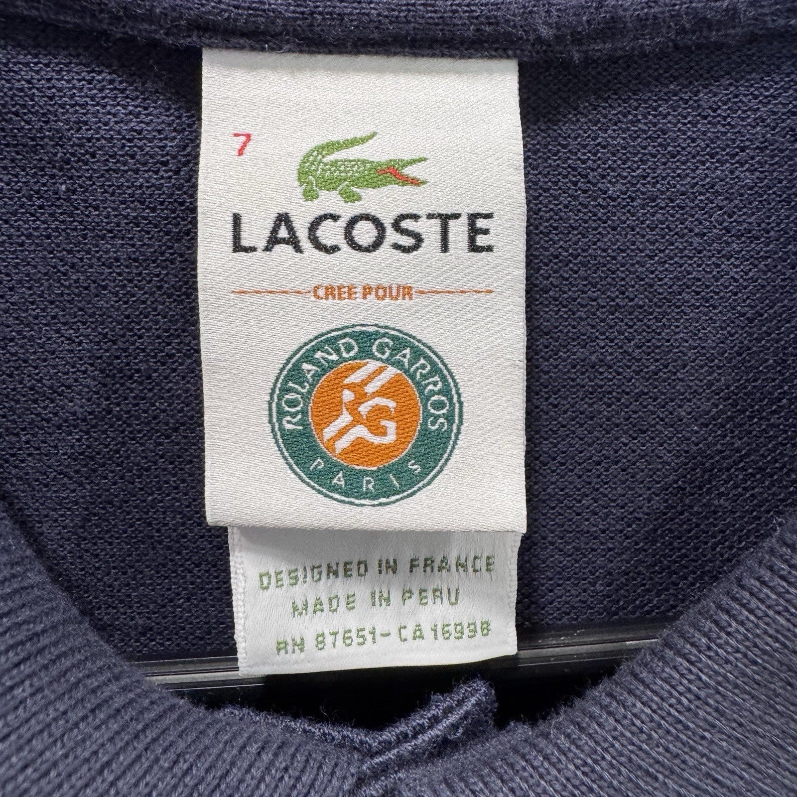 Lacoste Roland Garros Polo Shirt Men’s Size 7 XL Navy Blue Tennis Logo Cotton