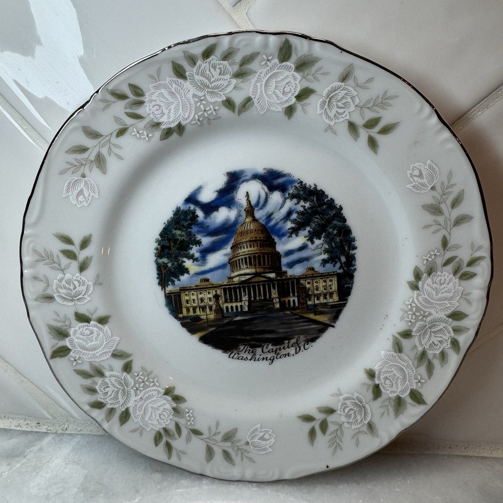 Sheffield Fine China Japan Capitol Washington DC Collector Plate 501 7.5” Vtg