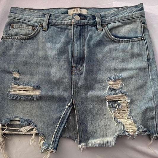 'We The Free Denim Distressed Skirt * Free People *