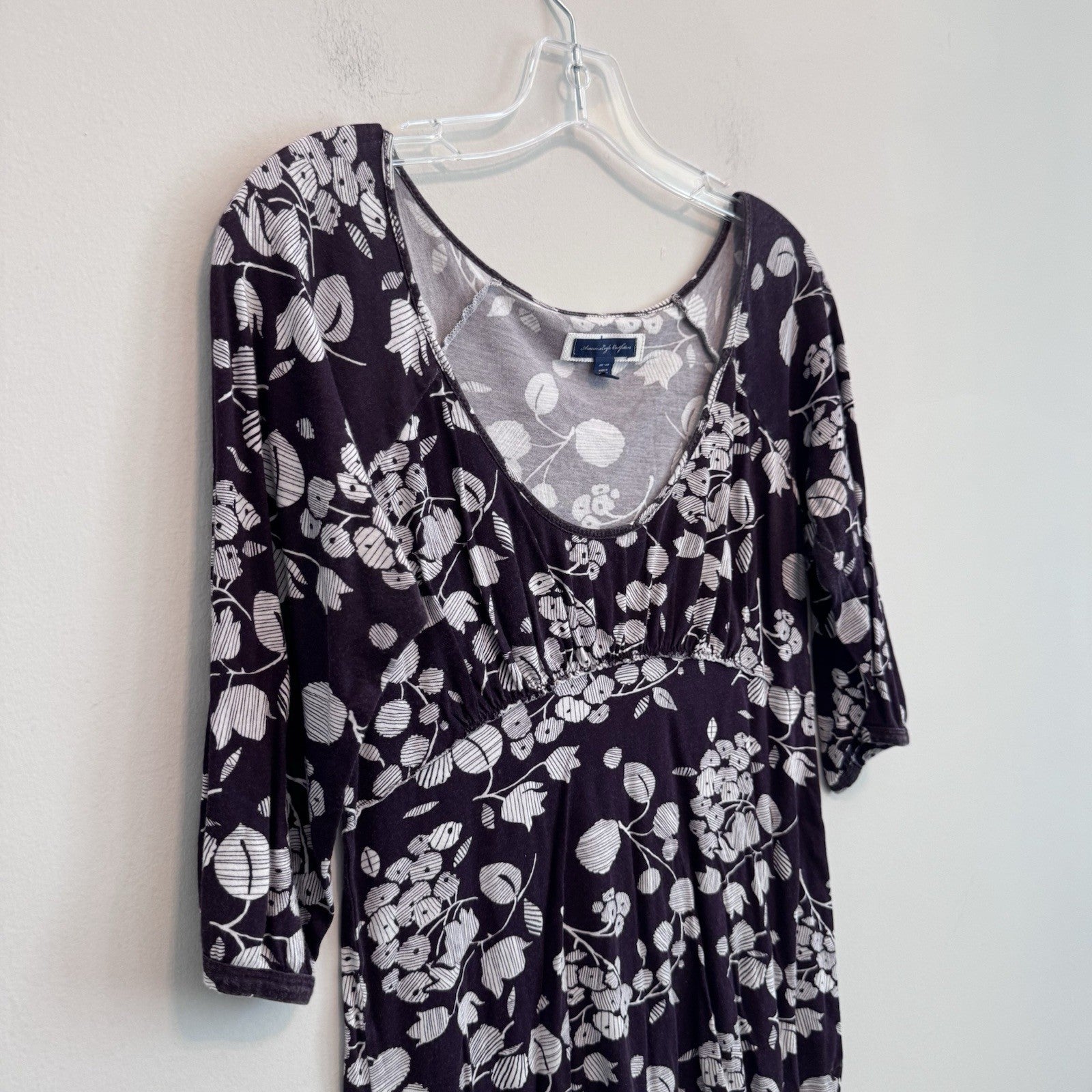 American Eagle Outfitters Floral Empire Waist Top M-M Purple/brown Boho Women