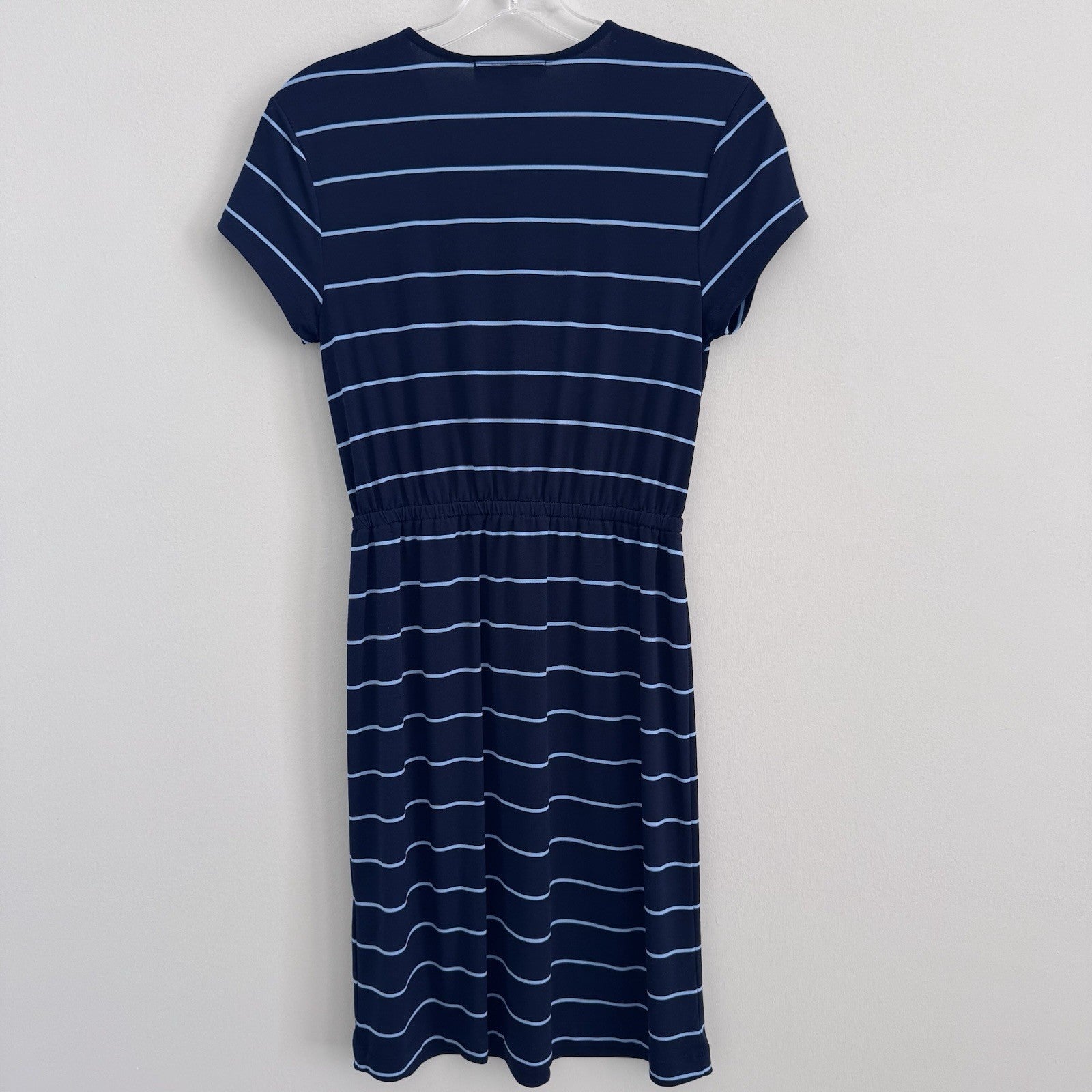 Banana Republic Women’s Petite PS Navy Stripe Faux Wrap Dress Stretch