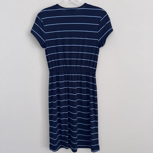 Banana Republic Women’s Petite PS Navy Stripe Faux Wrap Dress Stretch