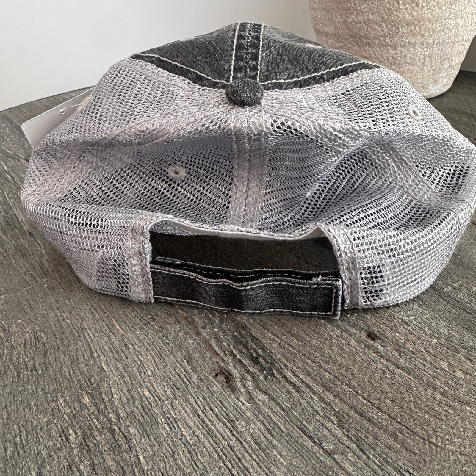 Katydid NWT Texas Born & Raised Hat Distressed Trucker Cap Black Gray Adjustable