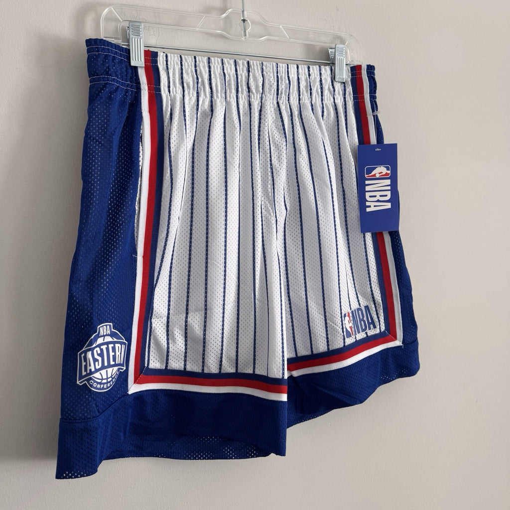 NBA Eastern Western Conference Medium Basketball Shorts White Blue Men’s NWT