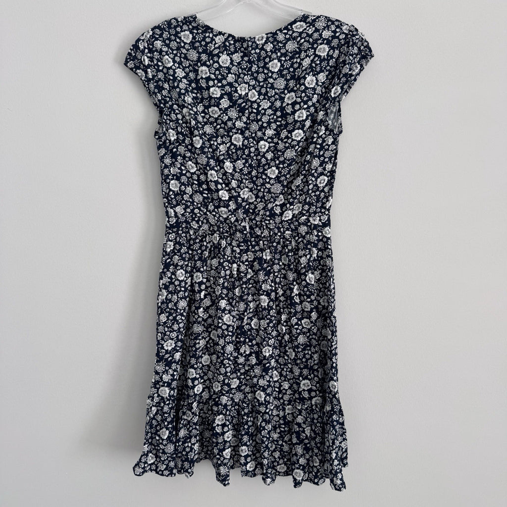 J.Crew Mercantile Navy Floral Dress 00 Ruffle Hem NWT