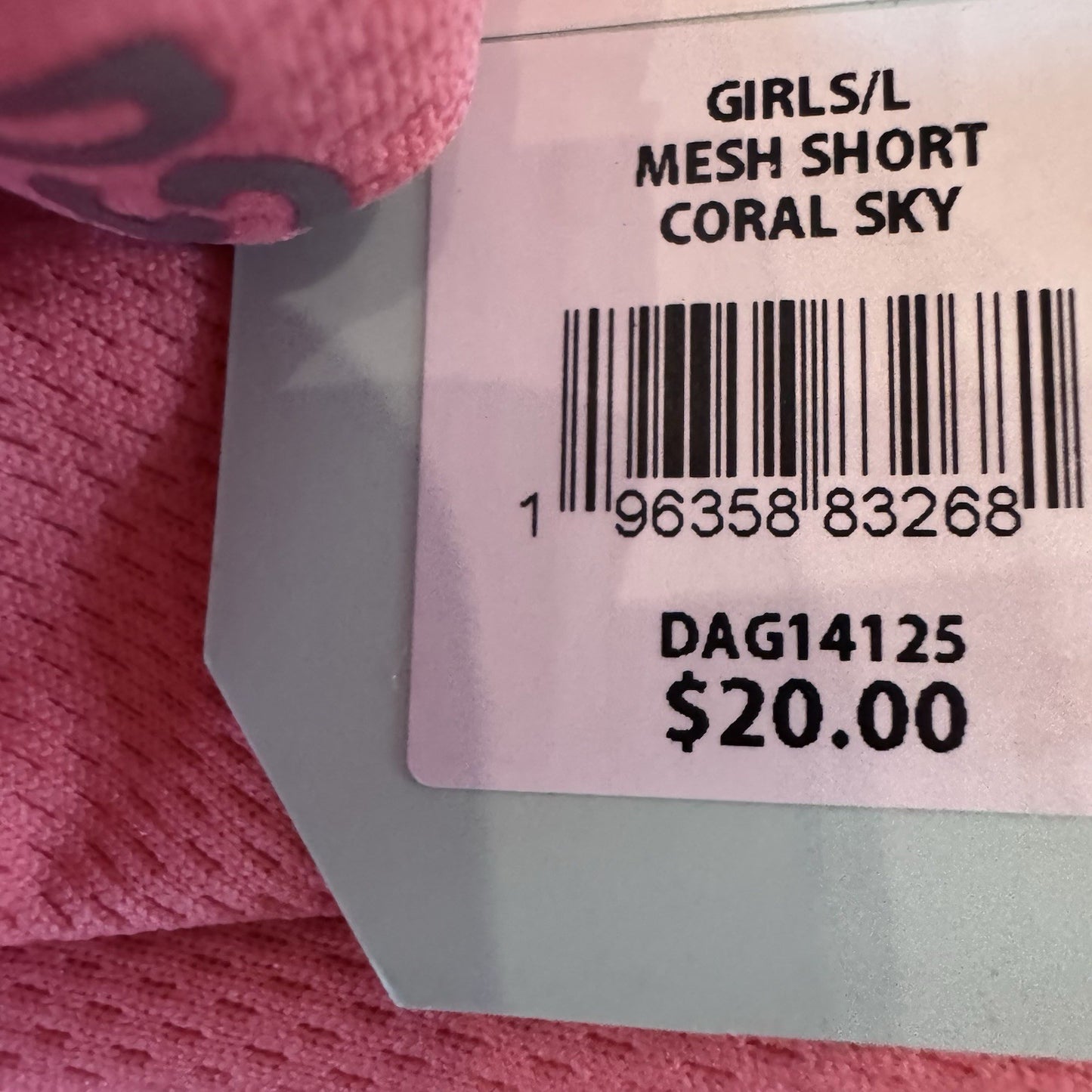 DSG Girls Mesh Shorts Coral Sky Size L NWT $20 Mid Rise Relaxed Fit Pink