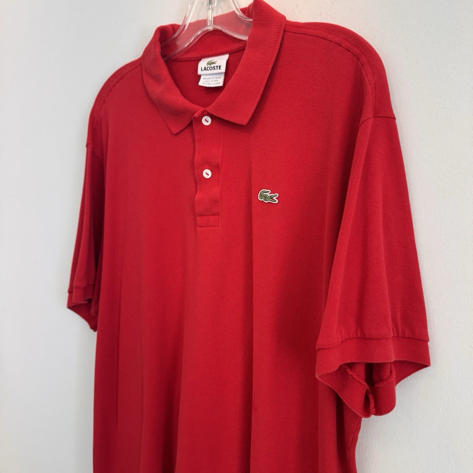 Lacoste Classic Pique Polo Shirt Men’s Size 8 Red XL / XXL Short Sleeve