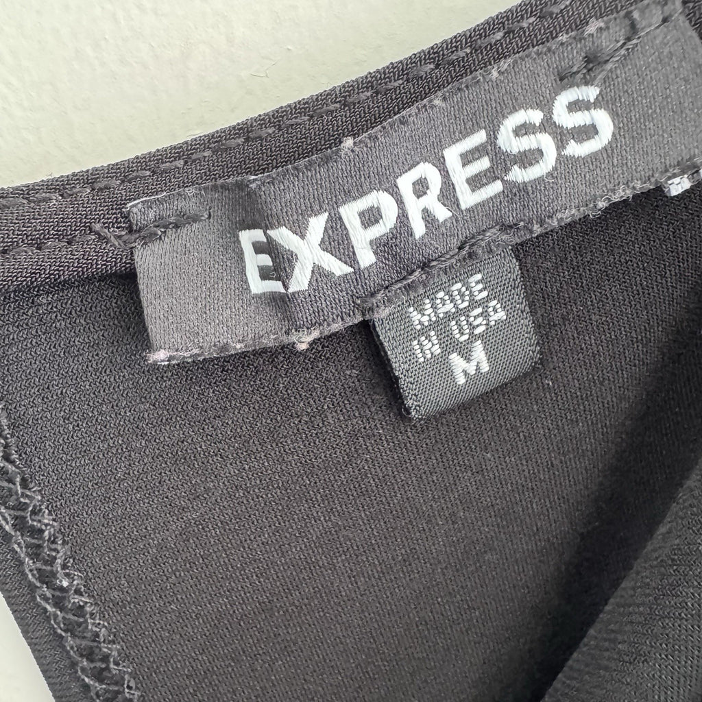 Express Women M Navy Sleeveless Jumpsuit Wide Leg Stretch Made USA