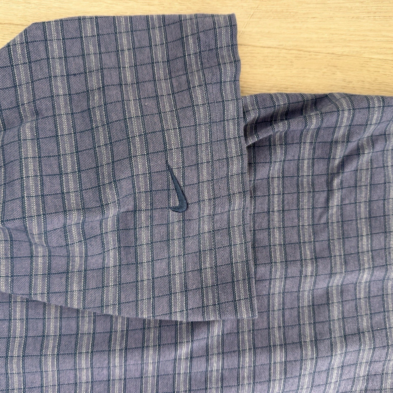 Nike Golf Polo Shirt Mens XL Blue Plaid Check Swoosh Logo 100% Cotton Men’s