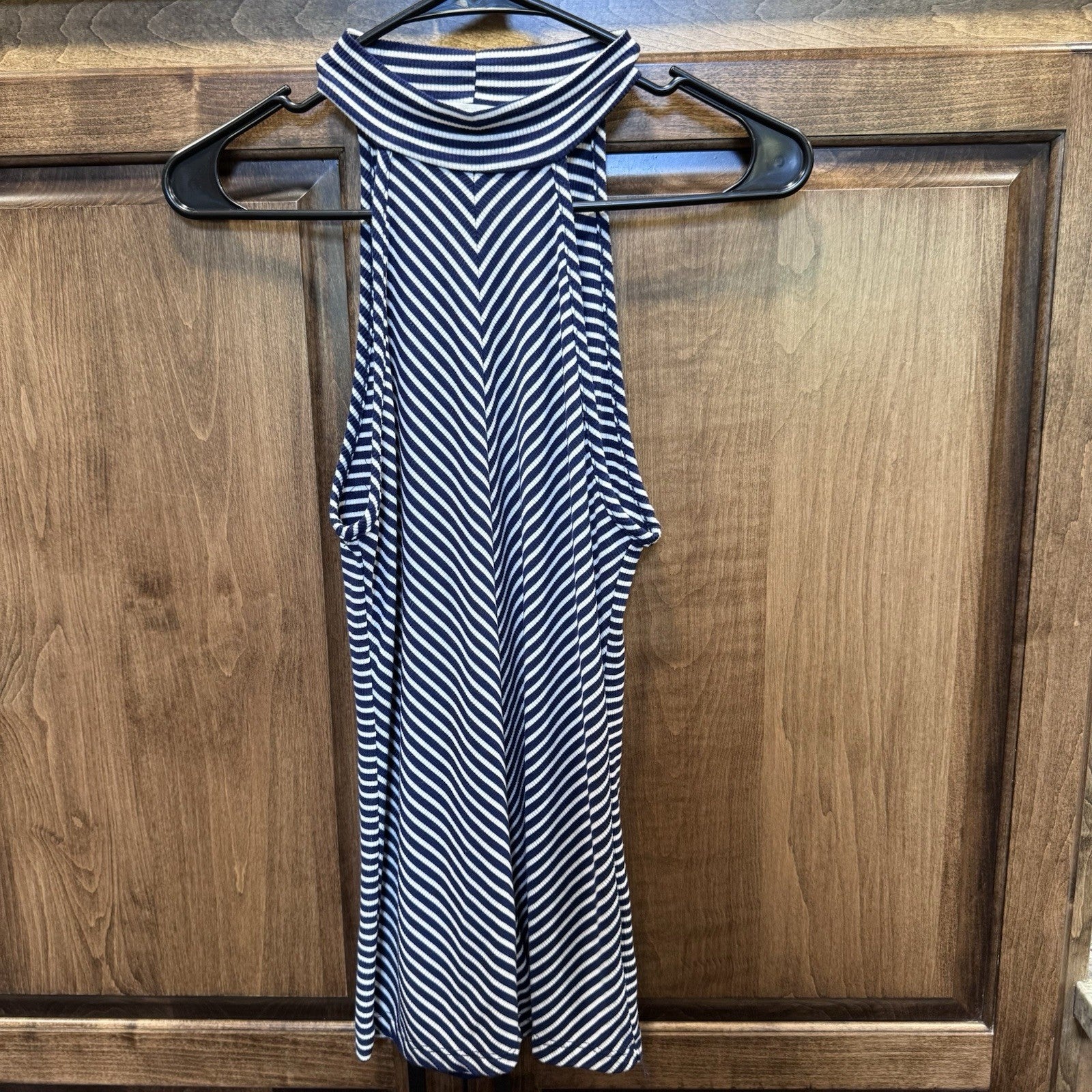 Daytrip Navy White Striped Sleeveless High Neck Tank Top Size Small Made in USA