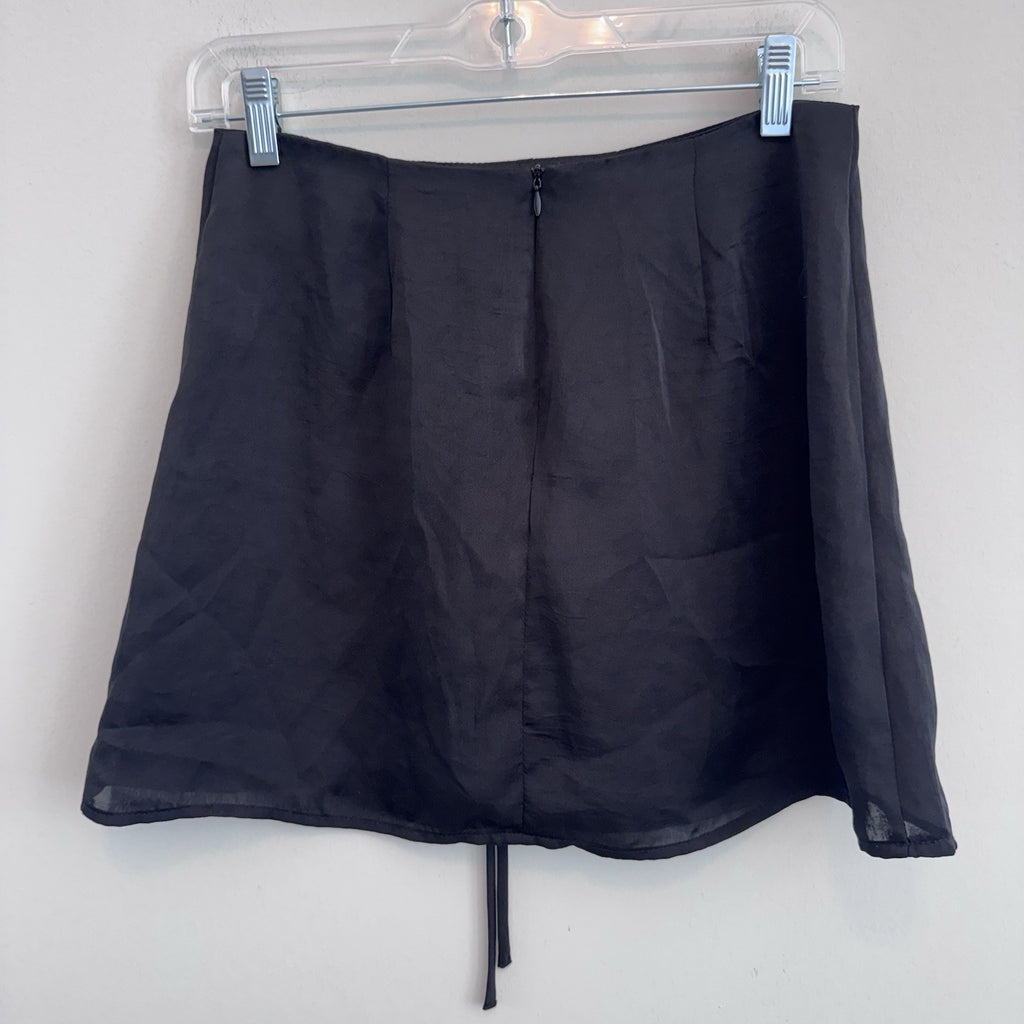 Forever 21 Black Lace Up Mini Skirt M Y2K Sheer Goth Coquette