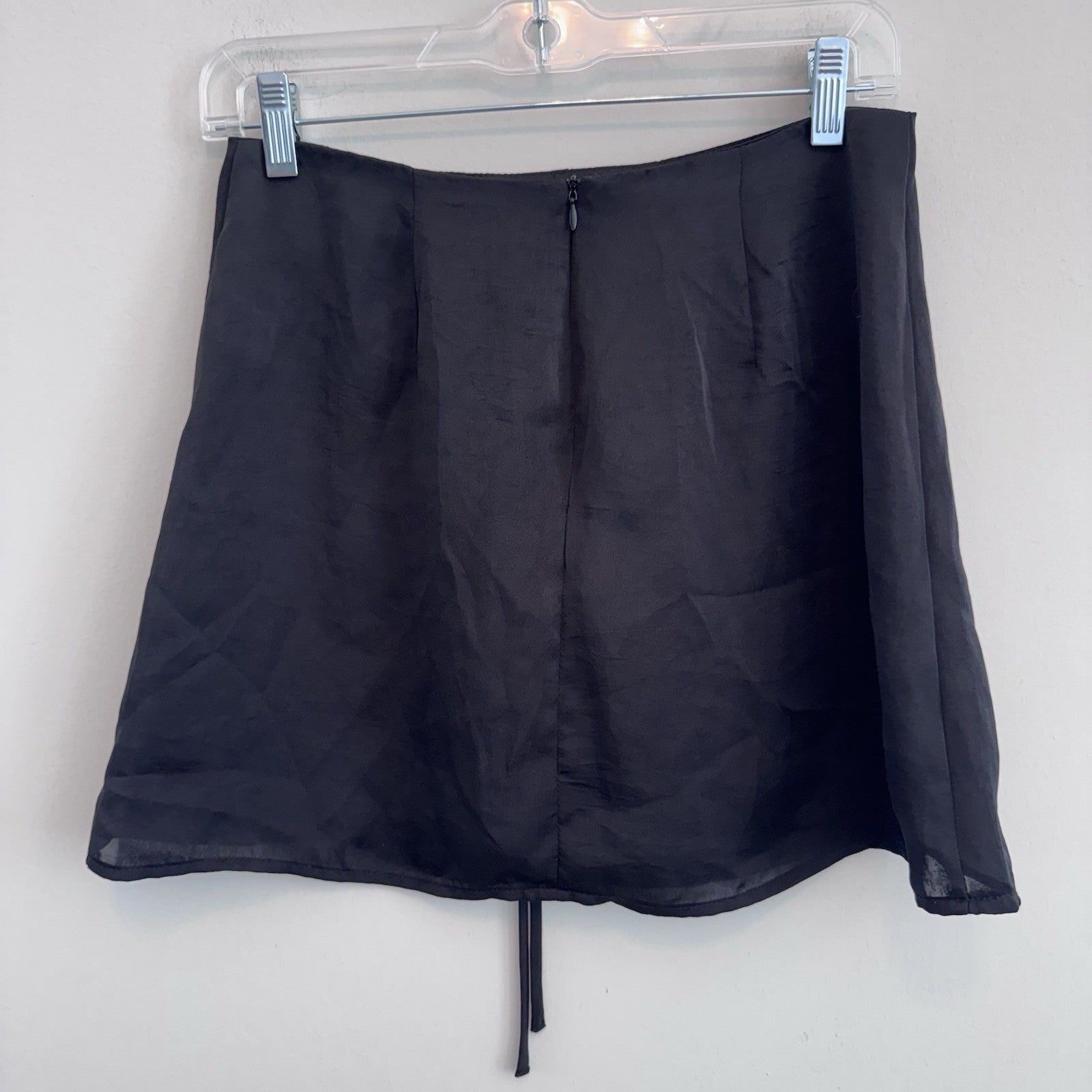 Forever 21 Black Lace Up Mini Skirt M Y2K Sheer Goth Coquette