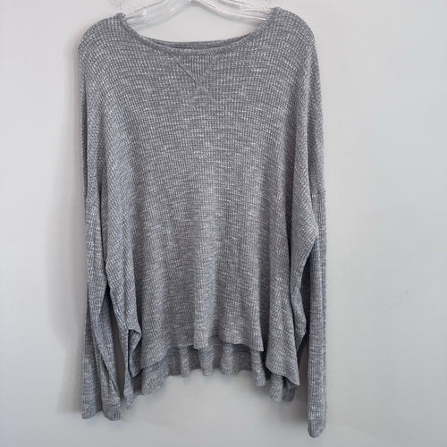 American Eagle Soft & Sexy Waffle Knit Top Gray Oversized Long Sleeve Women XL