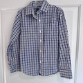 Untuckit Boys Button-Down Shirt Blue Gray Gingham Plaid Cotton Size 6–7