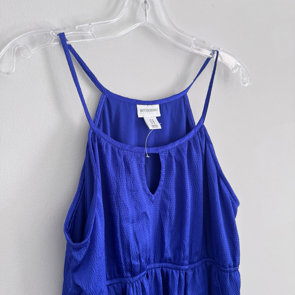 Motherhood Maternity Cobalt Blue Maxi Dress M Sleeveless Pockets