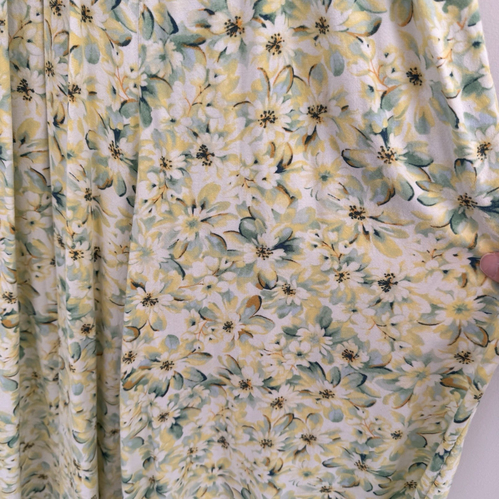 American Eagle Women’s M Petite Floral Cutout Wide Leg Jumpsuit Yellow Green