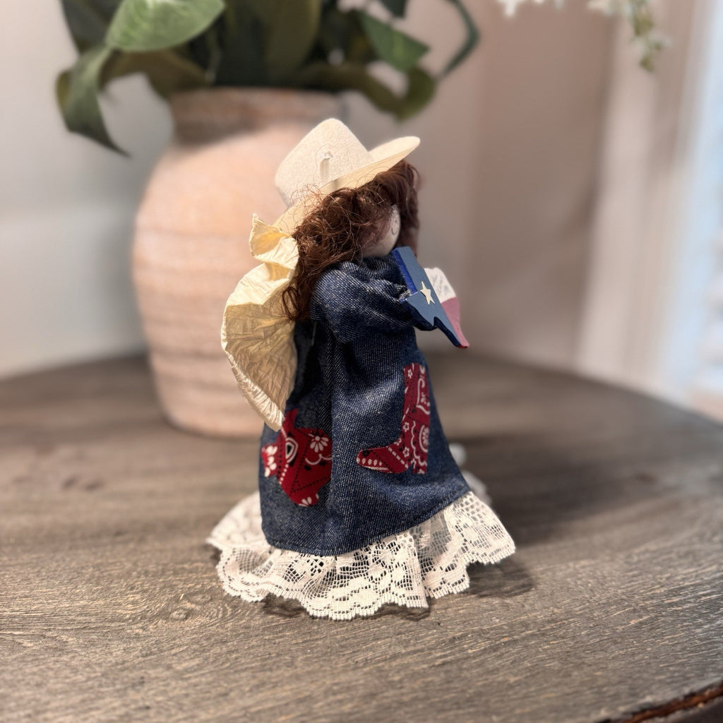 Vintage 1999 Sugar's Treasure Chest Texas Spool Angel The Alamo Denim Cowgirl 7"