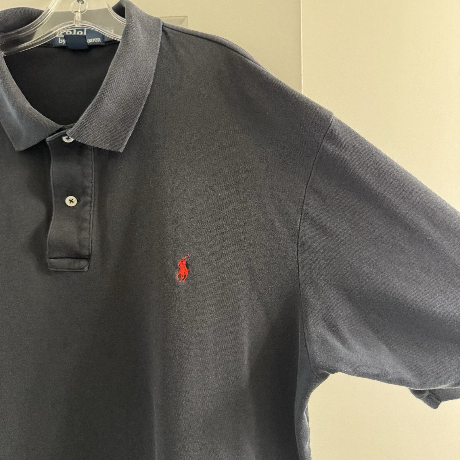 Polo Ralph Lauren XLT Tall Black Polo Shirt Red Pony Classic Fit Cotton Vietnam