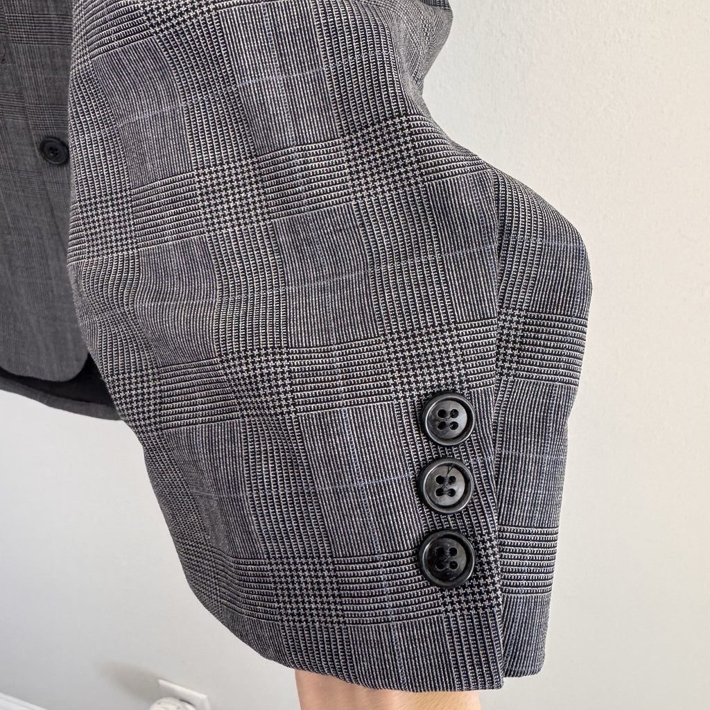 Brooks Brothers Brooksease Gray Plaid Wool Blazer Mens Suit Jacket 42R