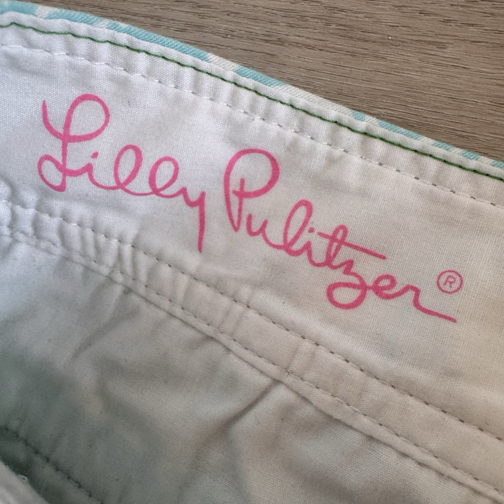 Lilly Pulitzer Walsh Shorts Size 4 Blue Green Print Preppy Women’s