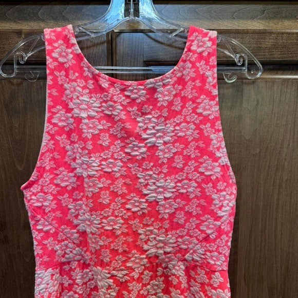 H&M Divided Hot Pink Textured Floral Dress | Size 10