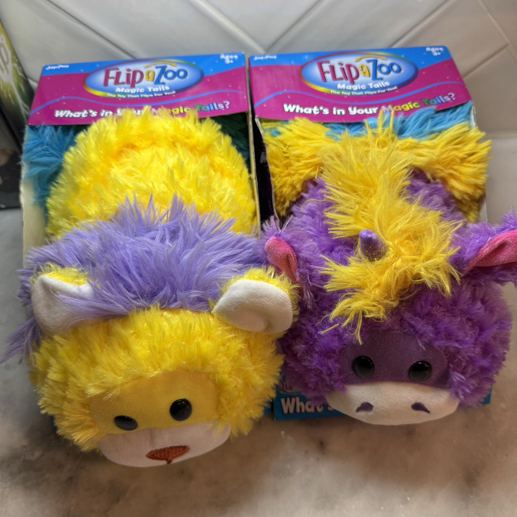 FlipaZoo Magic Tails 2-in-1 Animal Plush Lion Unicorn, Flippable Dolls, Lot of 2