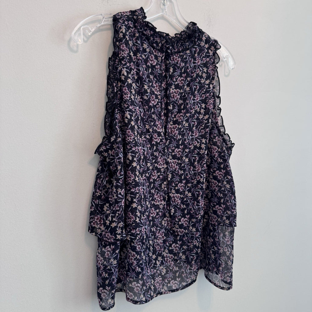 AE American Eagle Floral Ruffle Sleeveless Blouse Top Women XL Boho