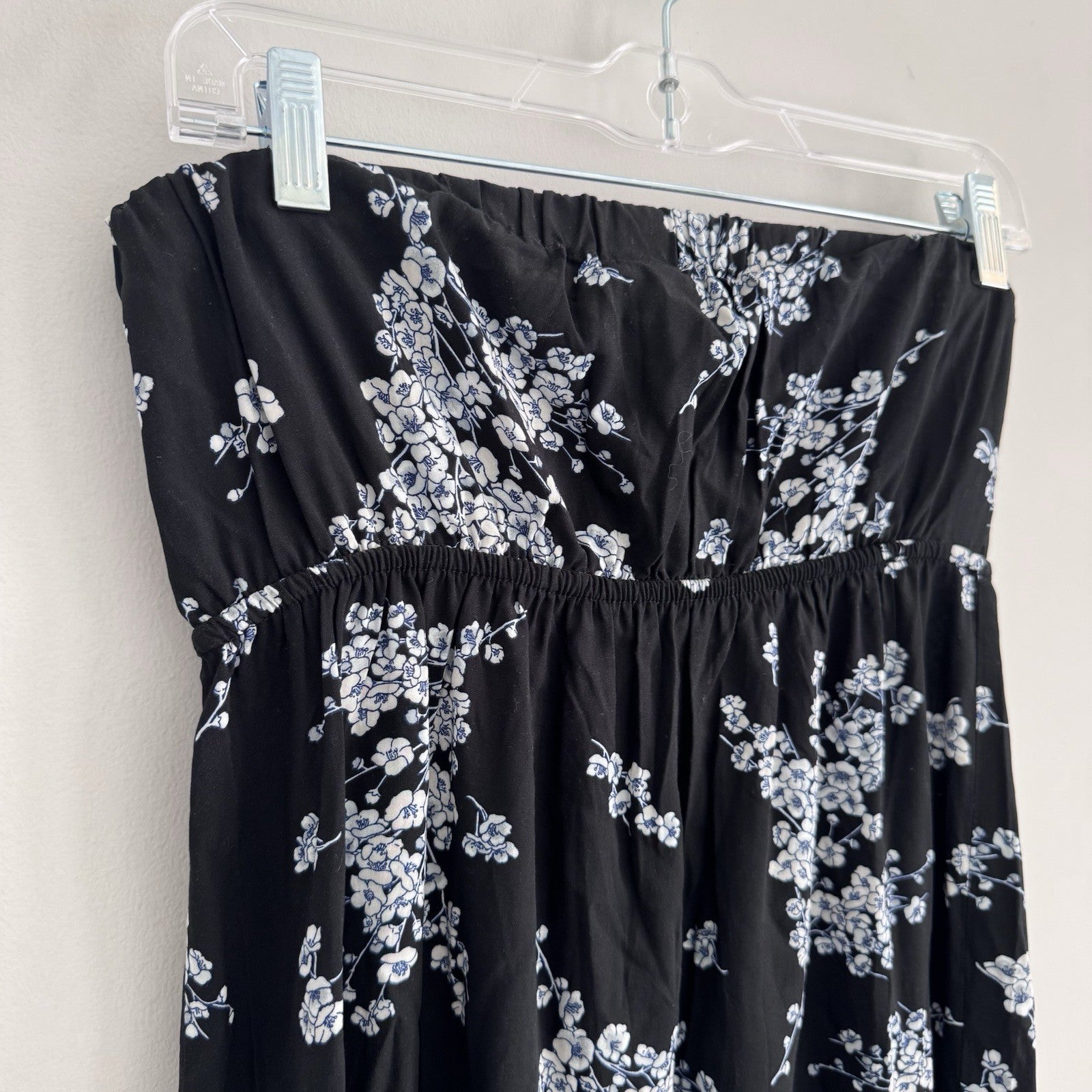 Old Navy Strapless Floral Maxi Dress M Black White Boho 2013