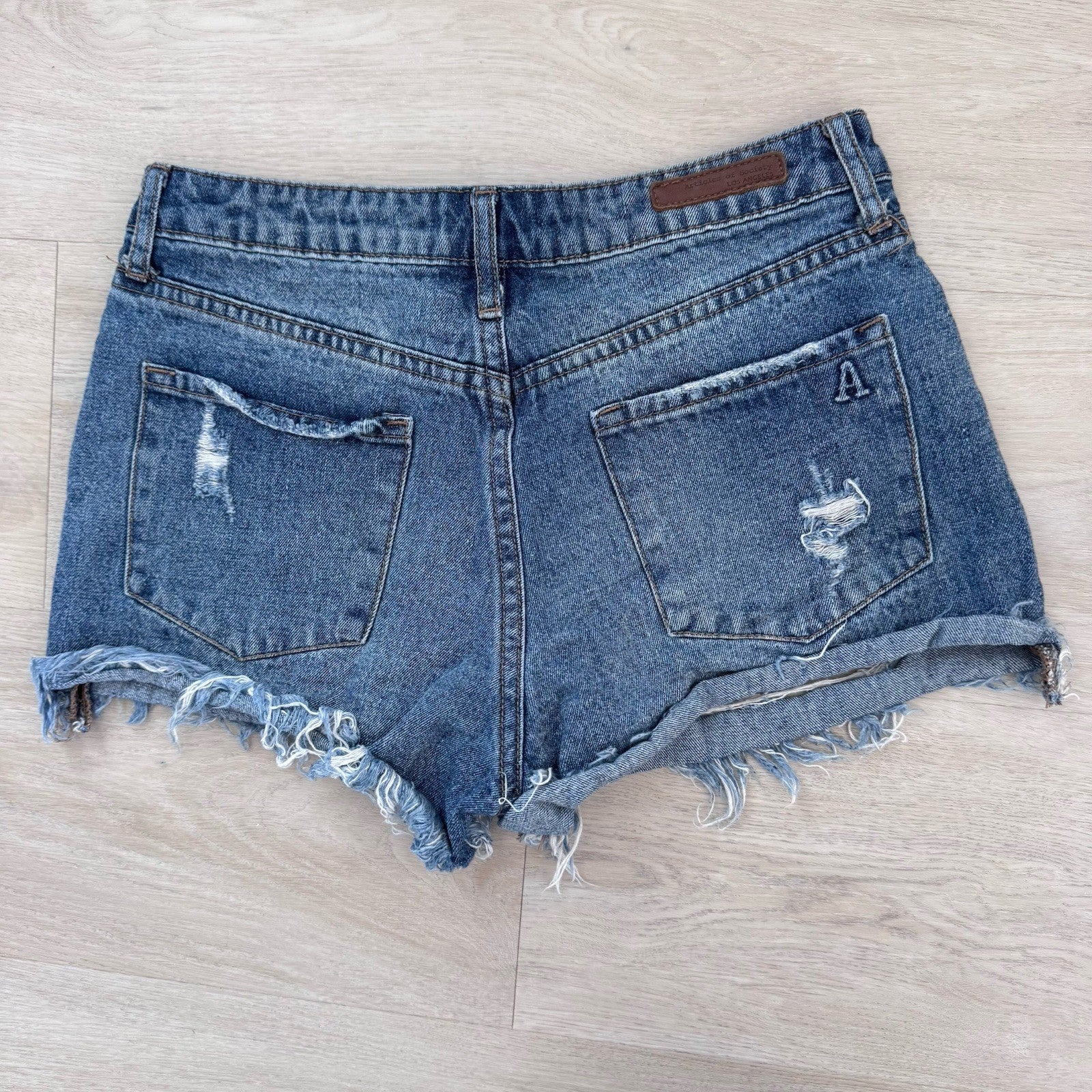 Articles of Society Y2K Distressed Denim Shorts 25 Frayed