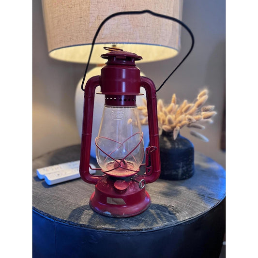Vintage Dietz Junior No. 20 Red Kerosene Lantern Rustic Condition with Character