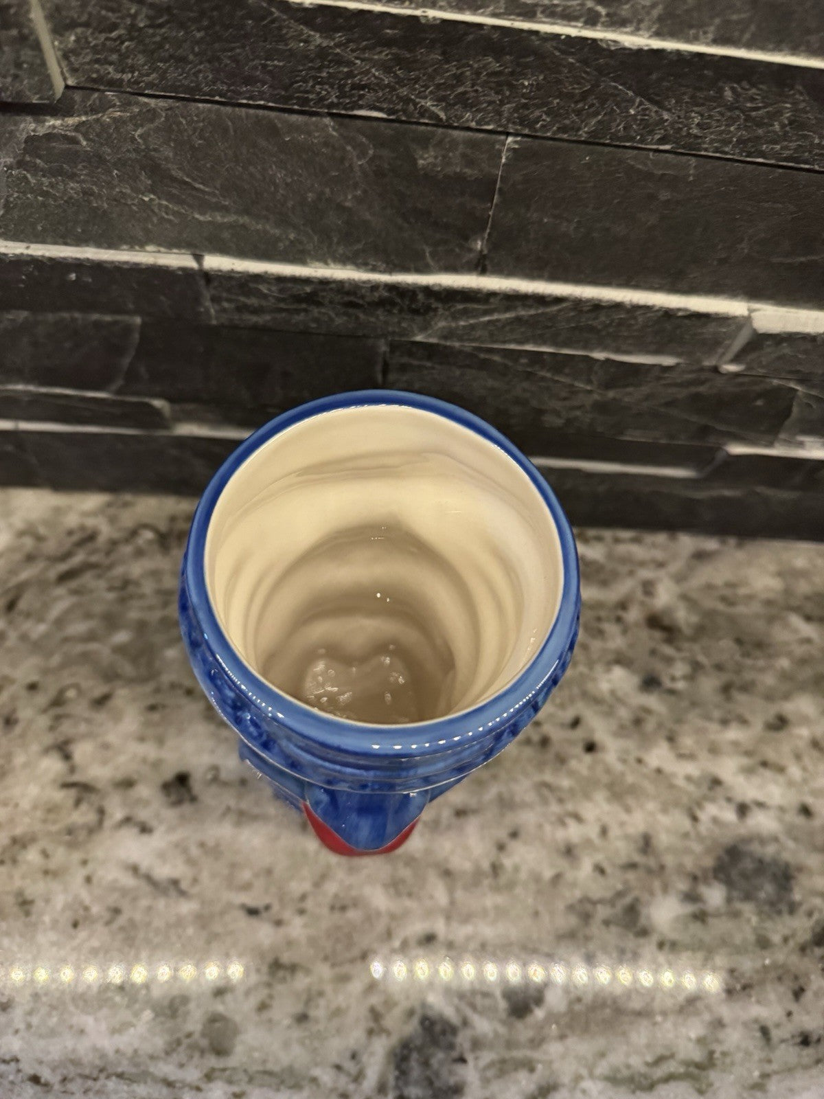 Tiki's Bar And Grill Waikiki Hawaii Hand Painted Blue Tiki Mug 2012 Sebastian