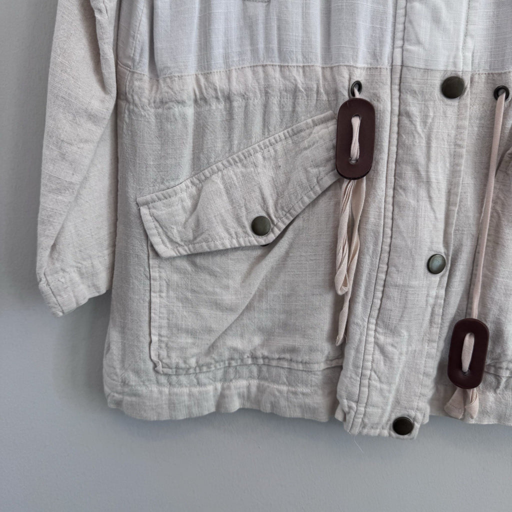 Blu Pepper Linen Blend Utility Jacket Womens Small Ivory Lightweight