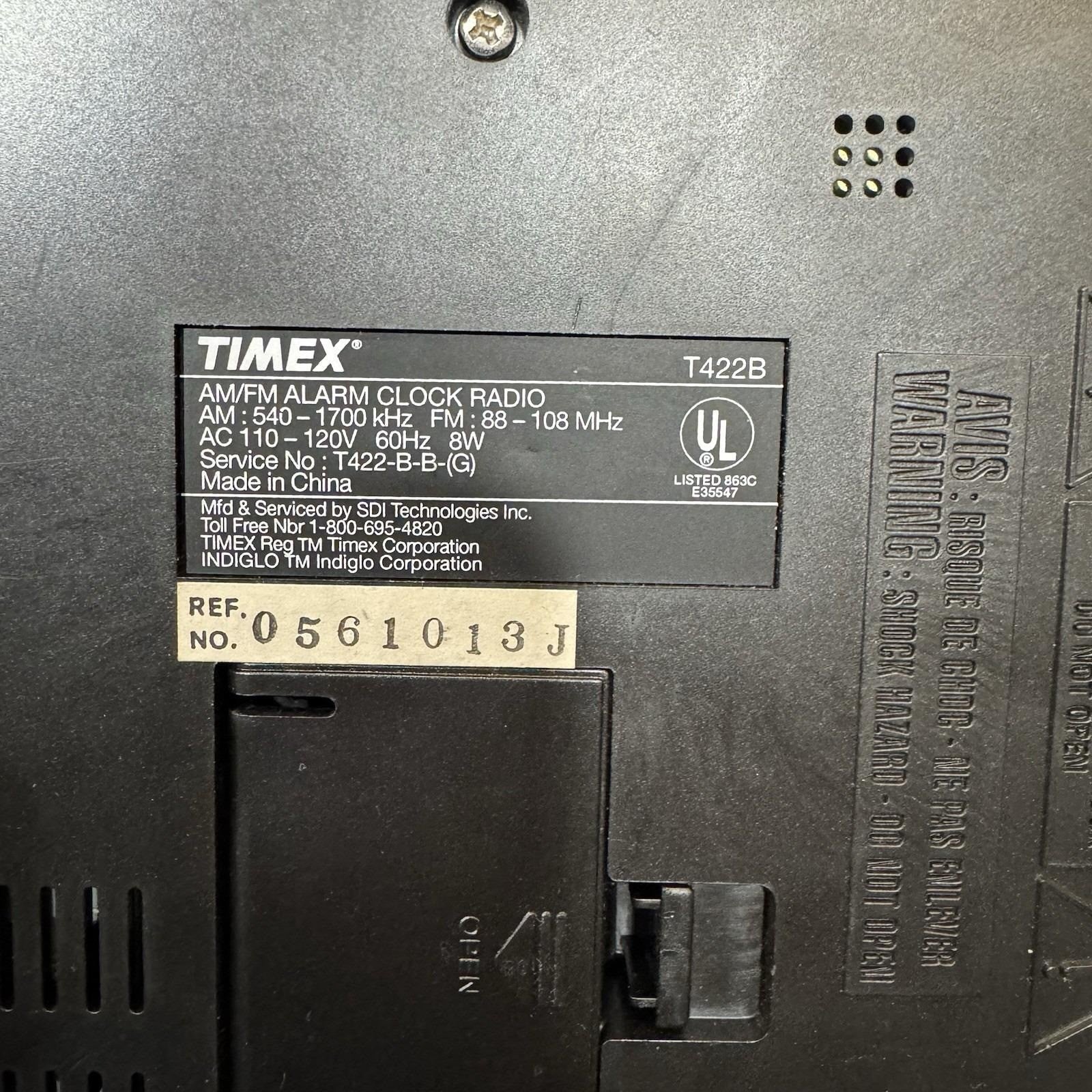 TIMEX Indiglo Alarm Clock T422B Works Tested