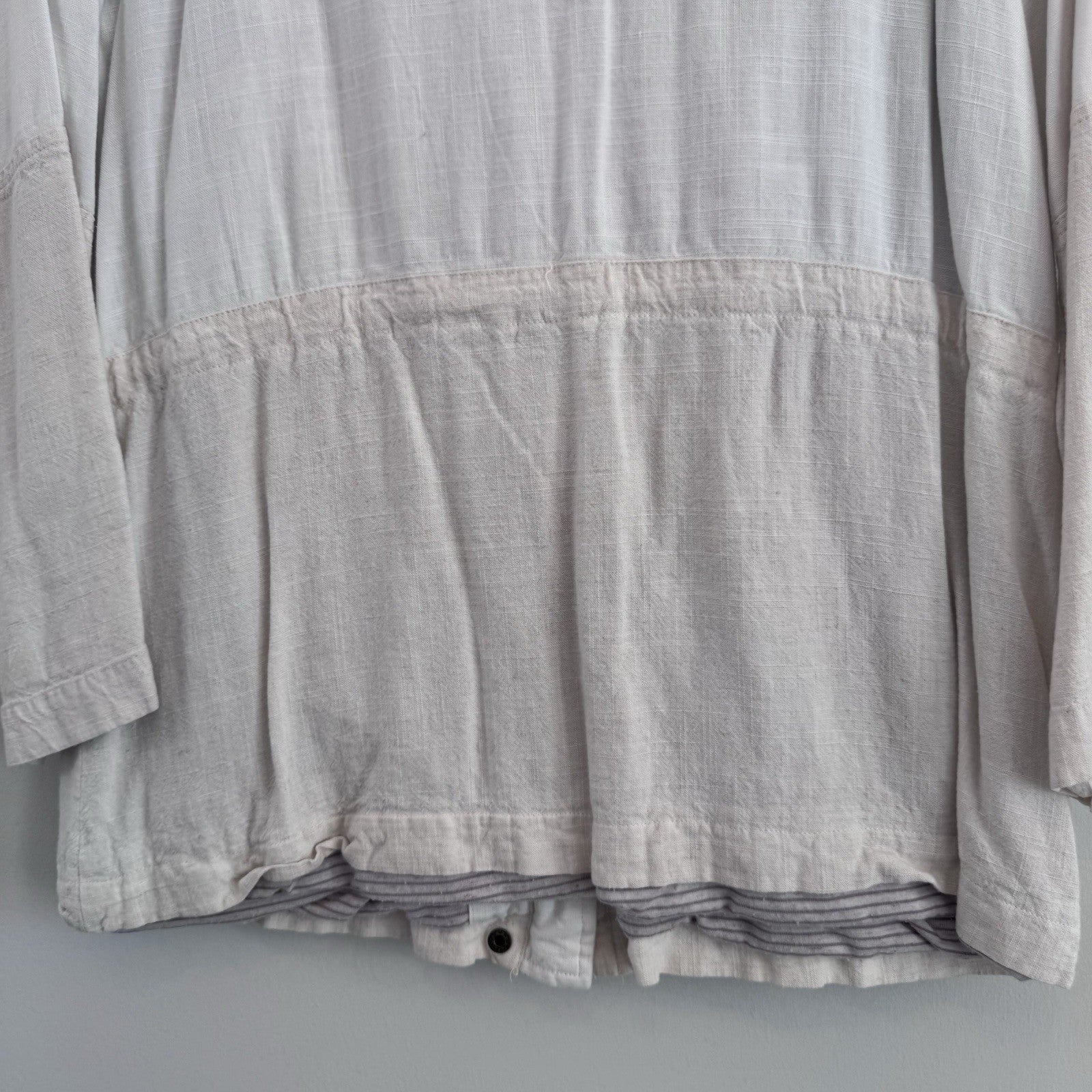 Blu Pepper Linen Blend Utility Jacket Womens Small Ivory Lightweight