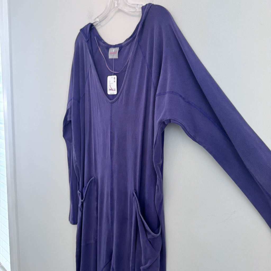 NWT Free People FP Movement Jumpsuit Medium Purple Hooded Lounge One Piece
