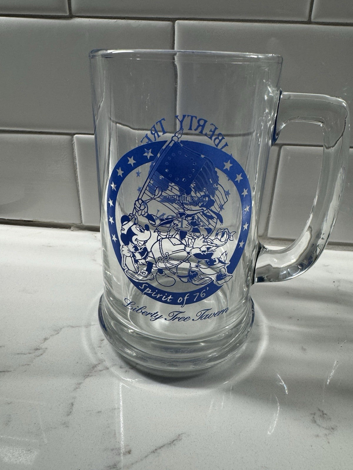 Vintage Disney Liberty Tree Tavern Glass Beer Mugs Set Spirit of 76 Patriotic