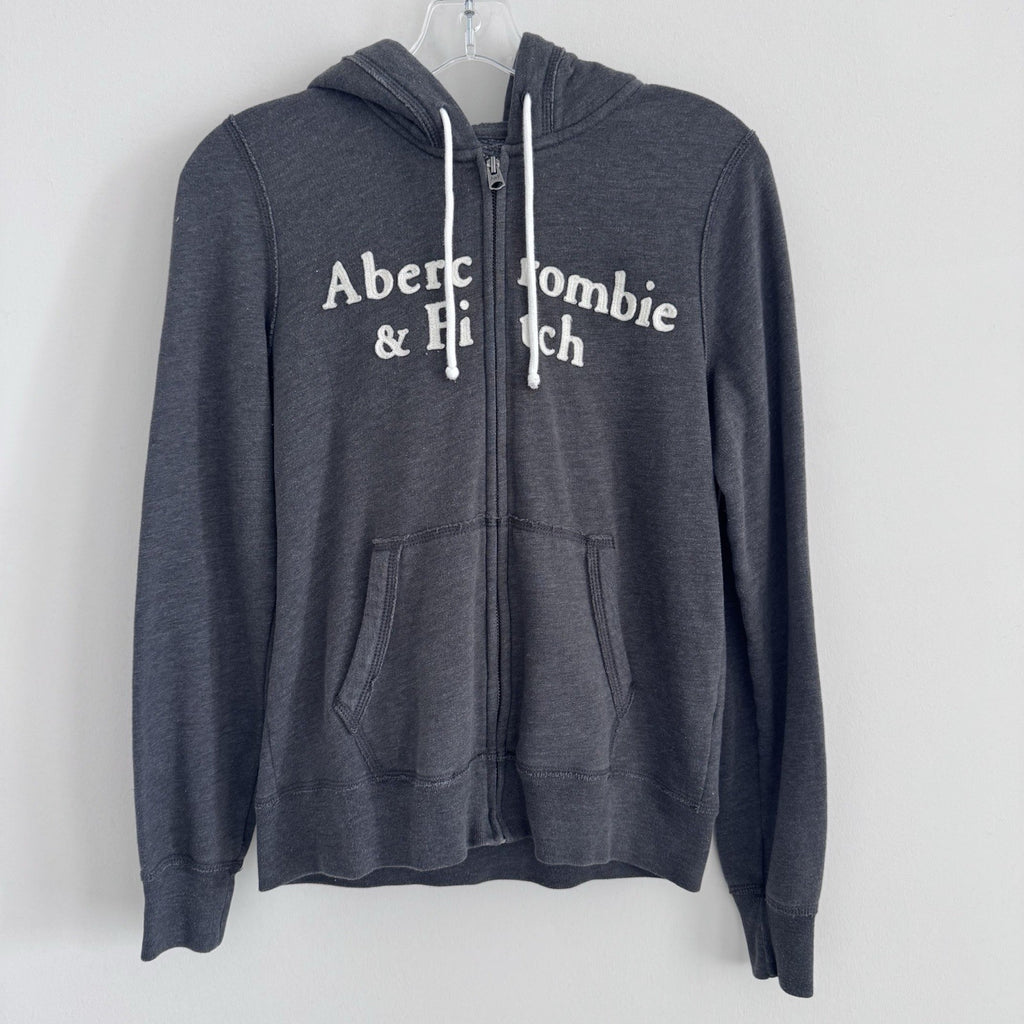 Abercrombie & Fitch Small Gray Logo Zip Up Hoodie/Jacket Y2K