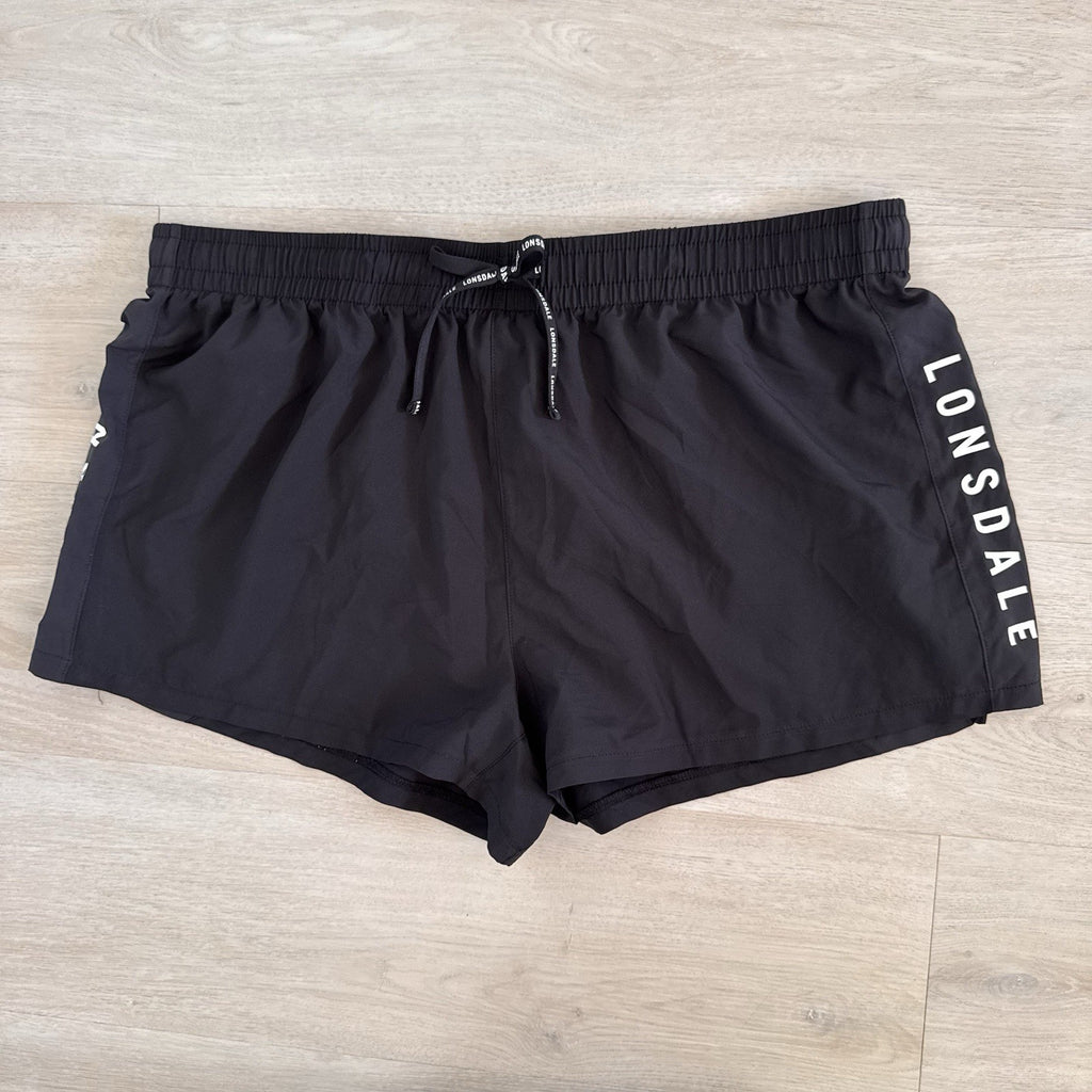 Lonsdale London Women’s Black Athletic Shorts Size 18 Logo Drawstring