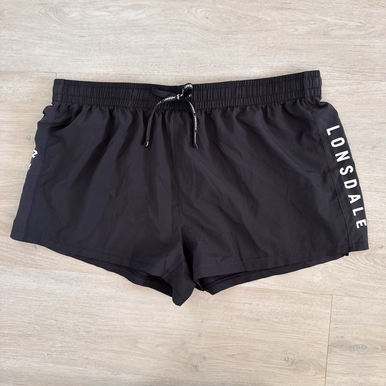 Lonsdale London Women’s Black Athletic Shorts Size 18 Logo Drawstring