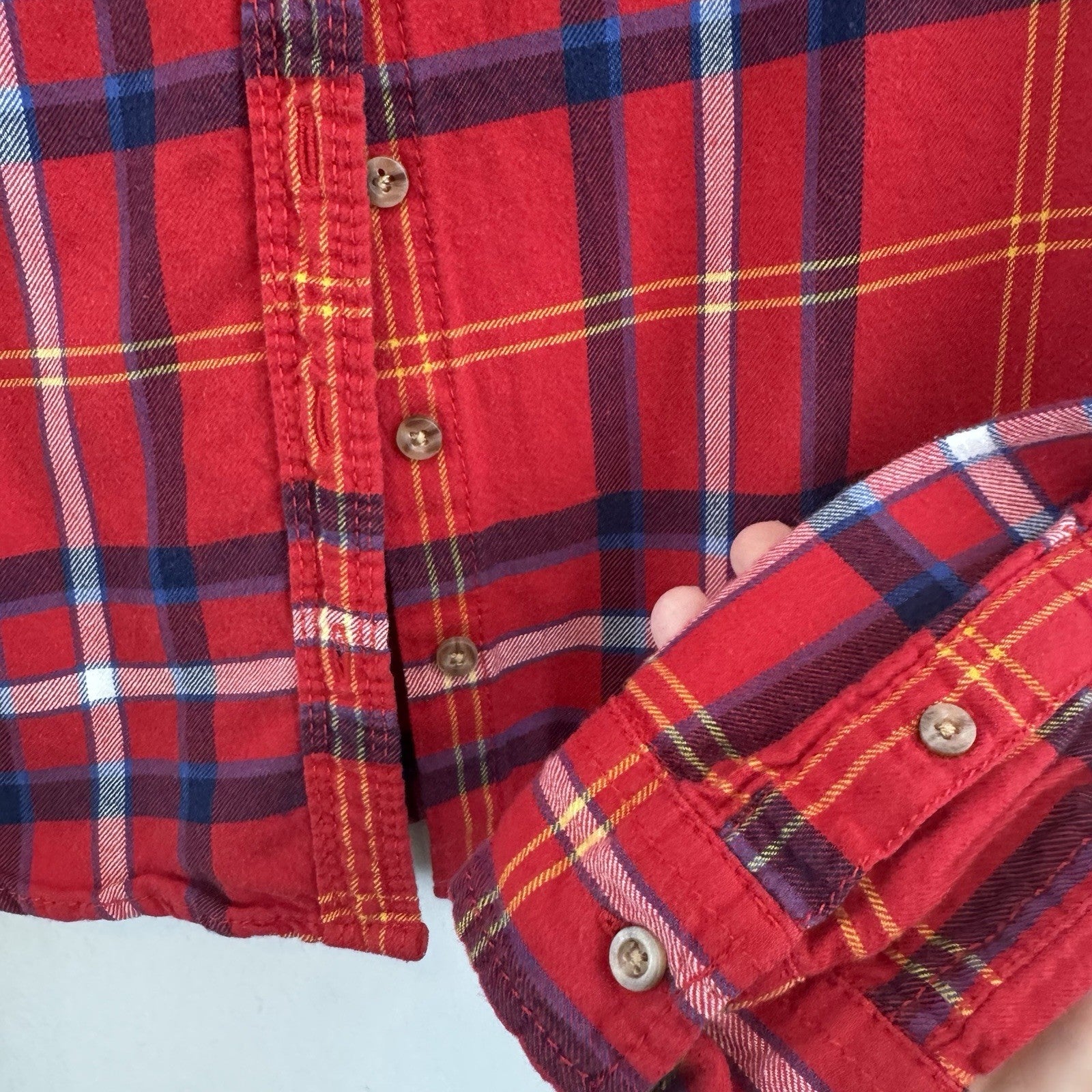 Abercrombie & Fitch Plaid Button Up Shirt XS Red Pink Cotton Flannel