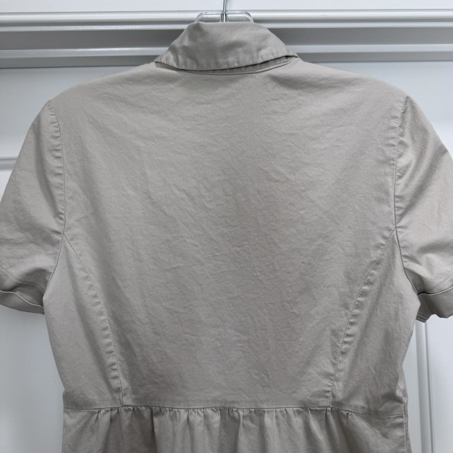 The Limited Women’s Size 8 Button Front Shirt Dress Short Sleeve Taupe Cotton