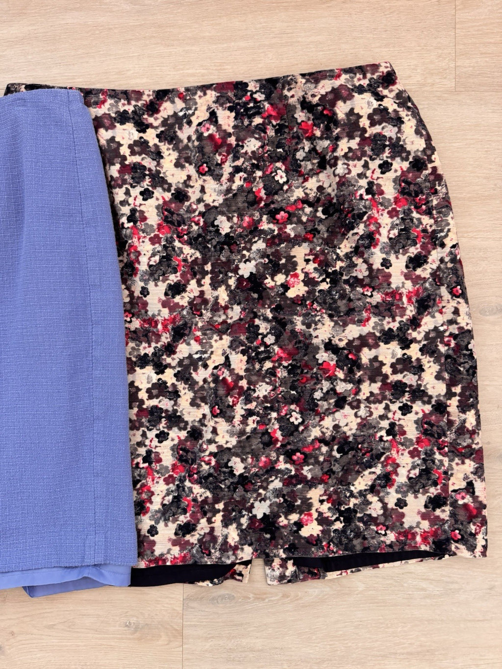Talbots Women’s Skirt Lot 18W Blue Career Floral Textured Lined 2pc