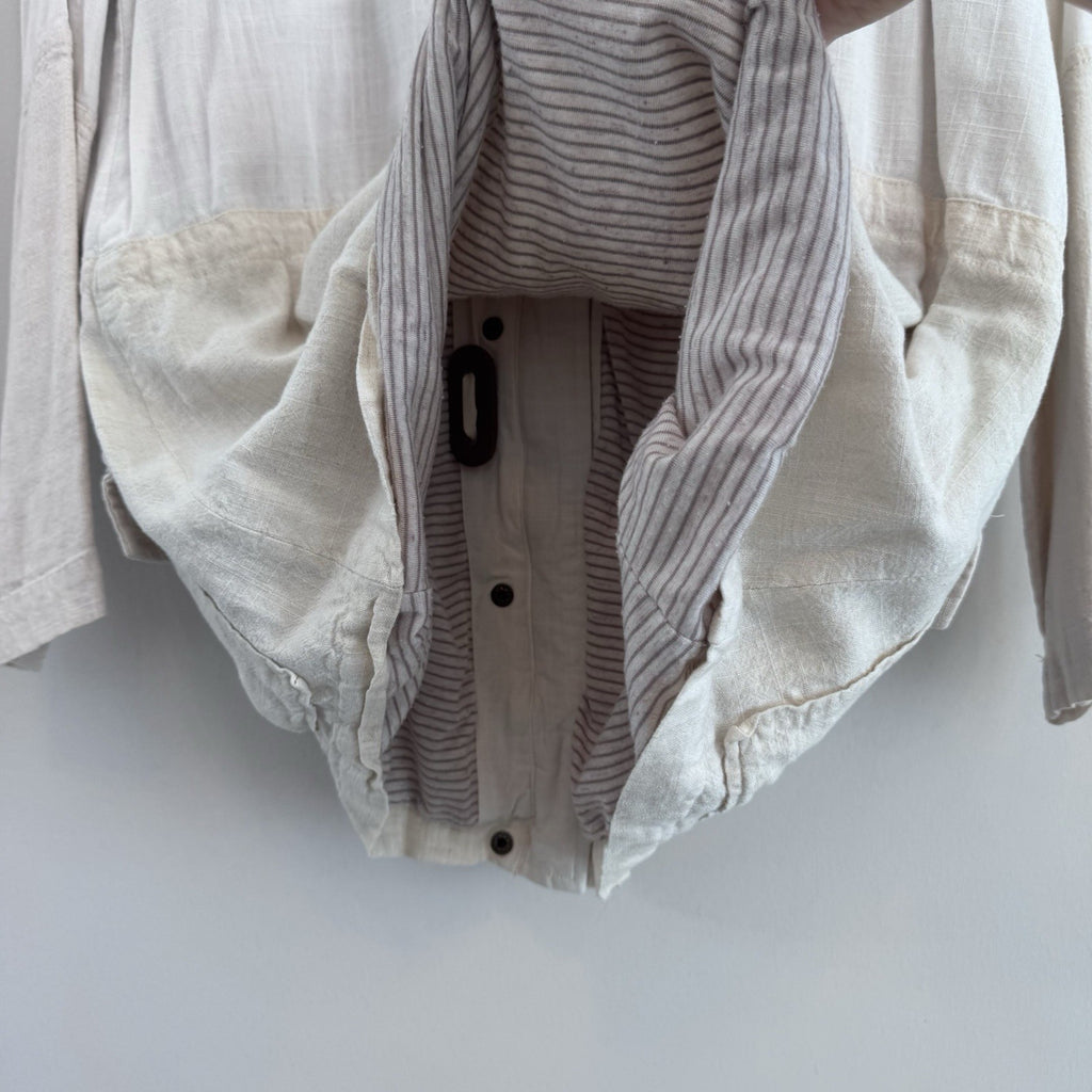 Blu Pepper Linen Blend Utility Jacket Womens Small Ivory Lightweight