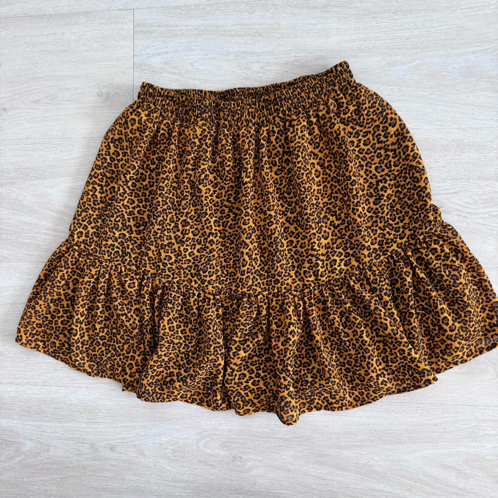 Michael Kors Leopard Skirt Womens XS Smocked Waist Lined